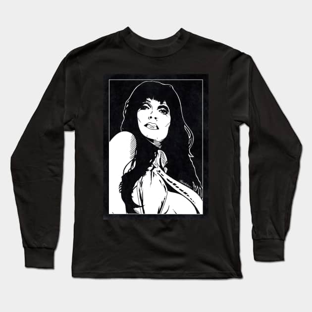 VAMPIRELLA (Black and White) Long Sleeve T-Shirt by Famous Weirdos